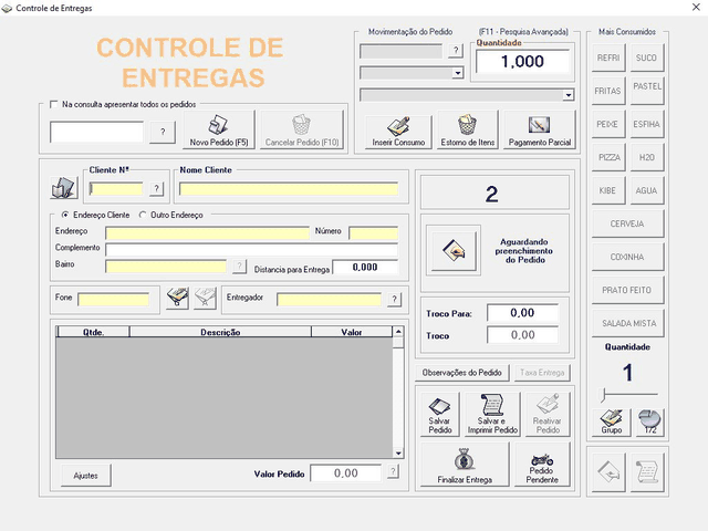 Tela real do SIGEBAR — Controle de Entrega
